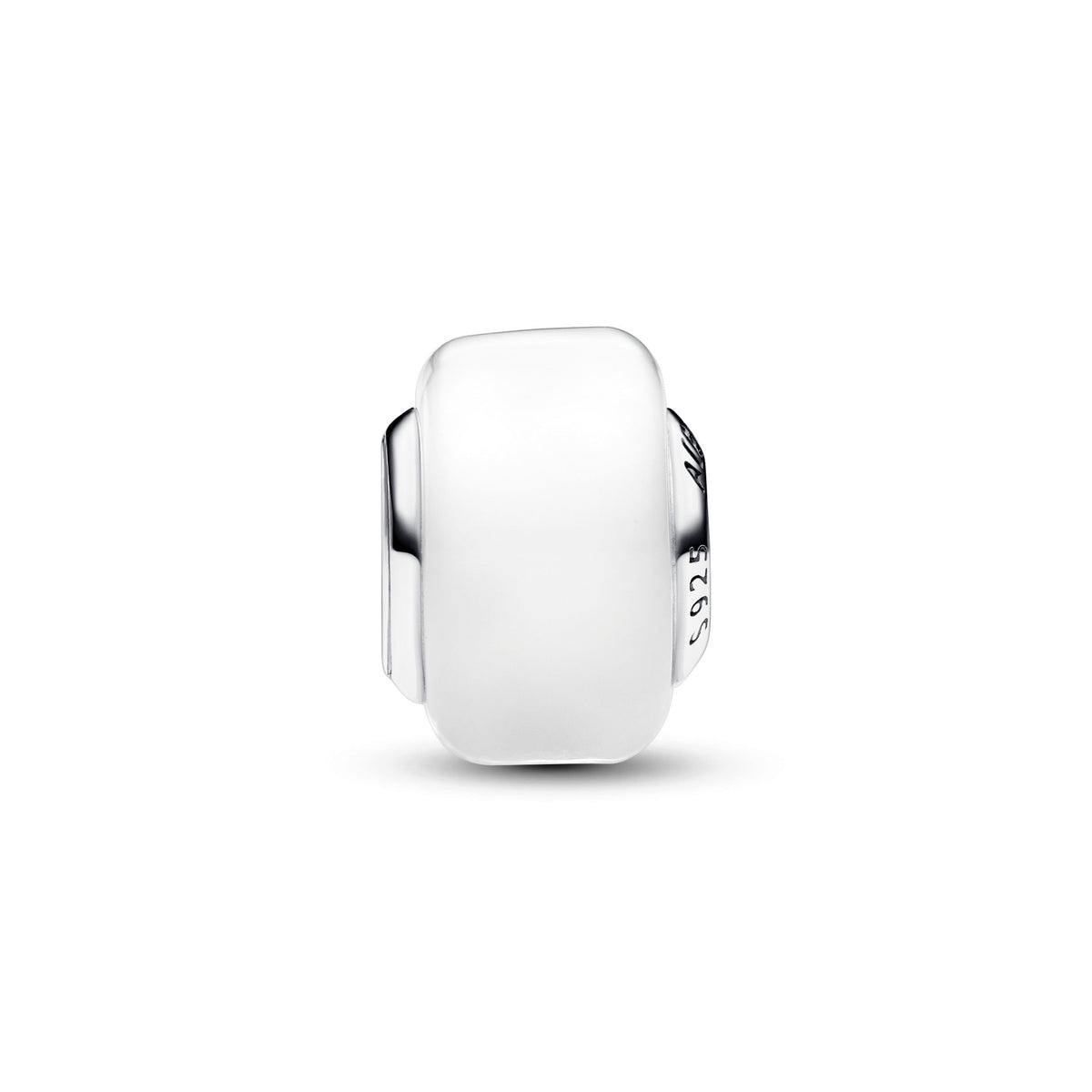Charm – Sterling Silver – White Mini Murano Glass