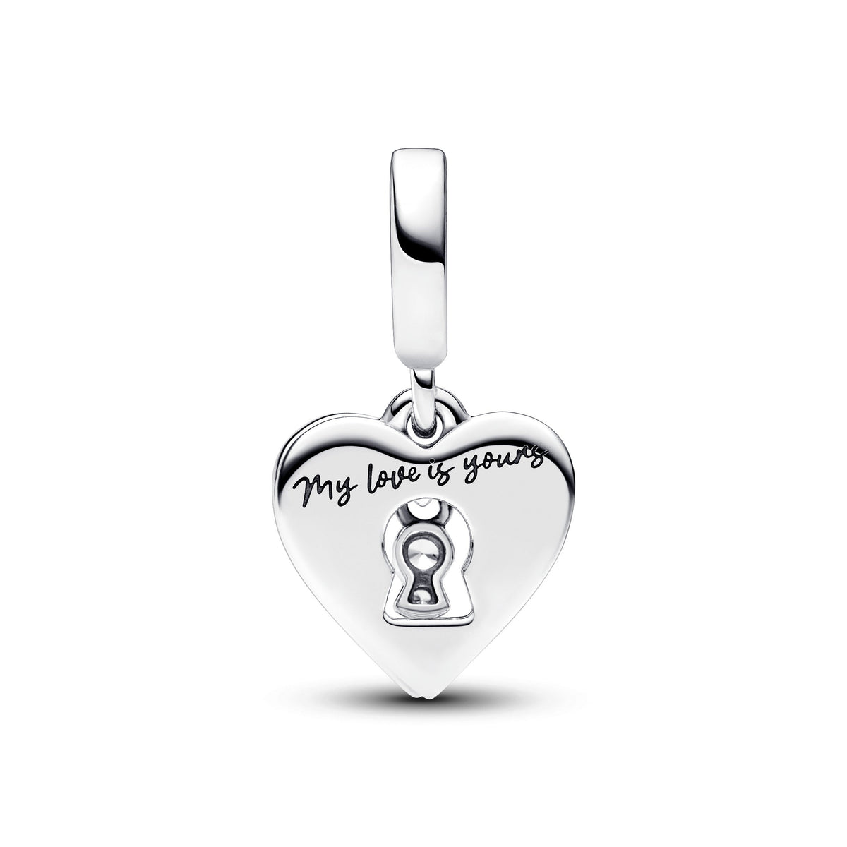 Dangle Charm – Sterling Silver – Red Heart & Keyhole Double