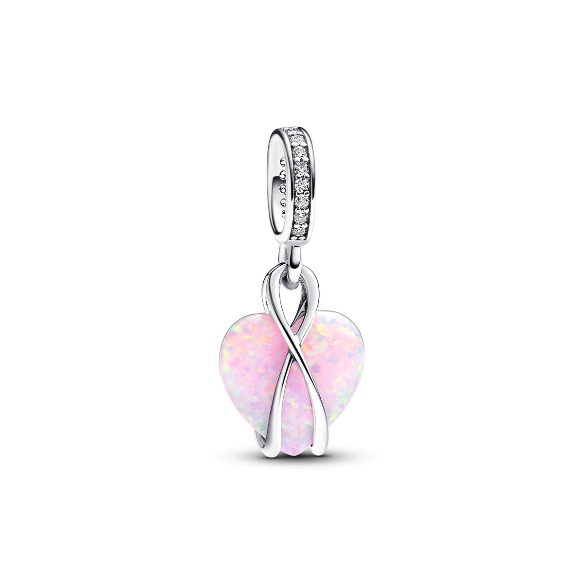 Dangle Charm – Sterling Silver – Mom Opalescent Heart