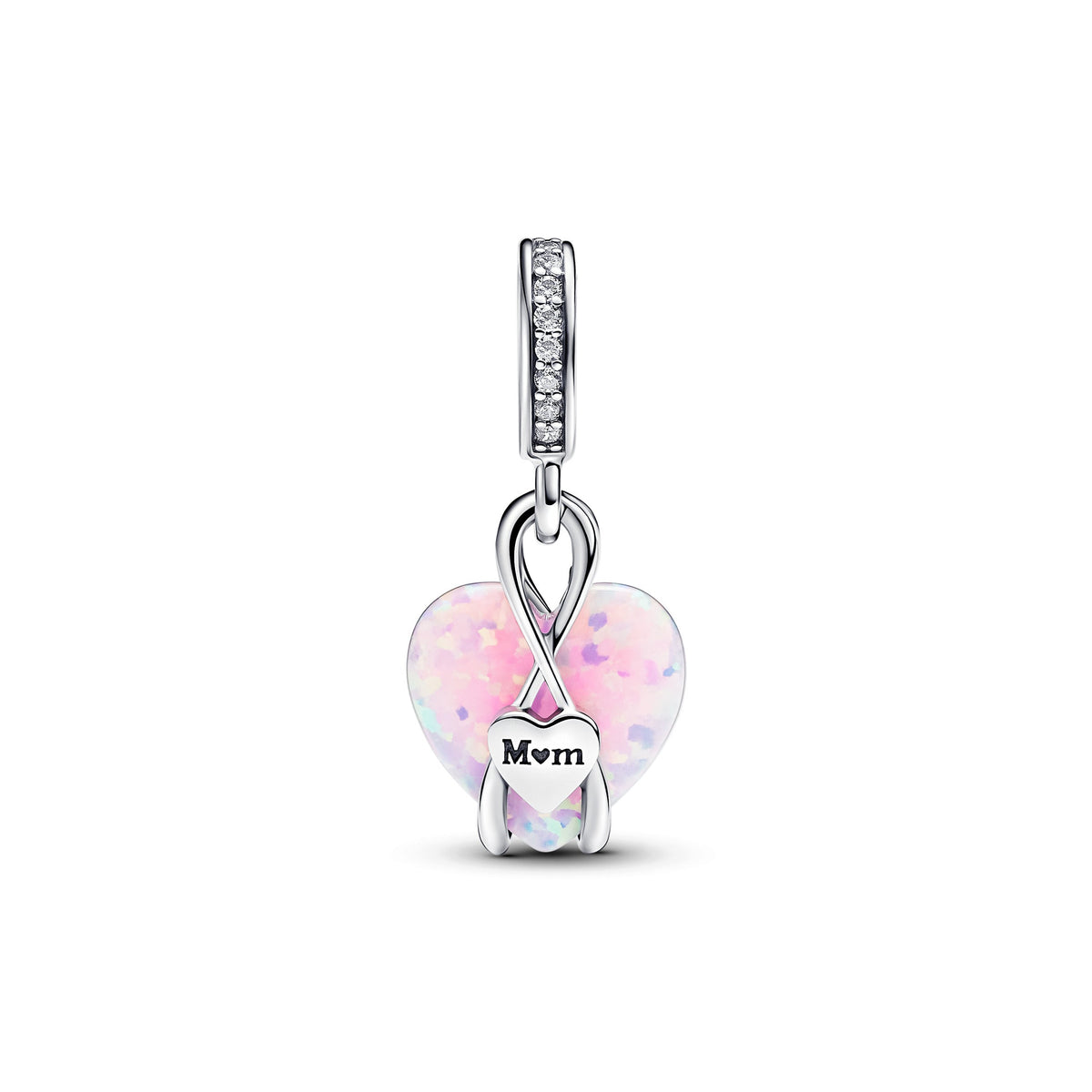 Dangle Charm – Sterling Silver – Mom Opalescent Heart