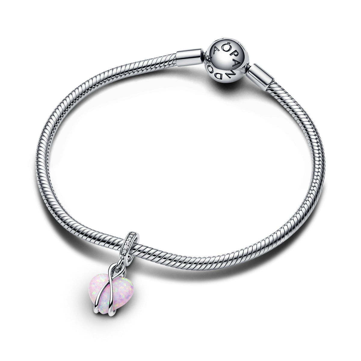 Dangle Charm – Sterling Silver – Mom Opalescent Heart