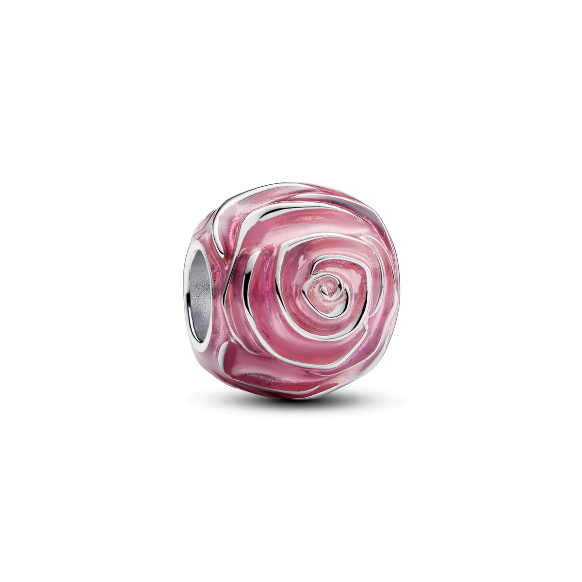 Charm – Sterling Silver – Pink Rose in Bloom