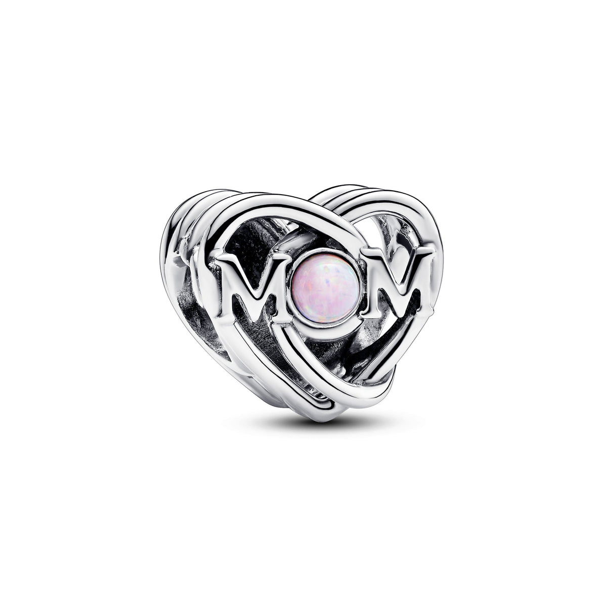 Charm – Sterling Silver – Openwork Mom & Heart