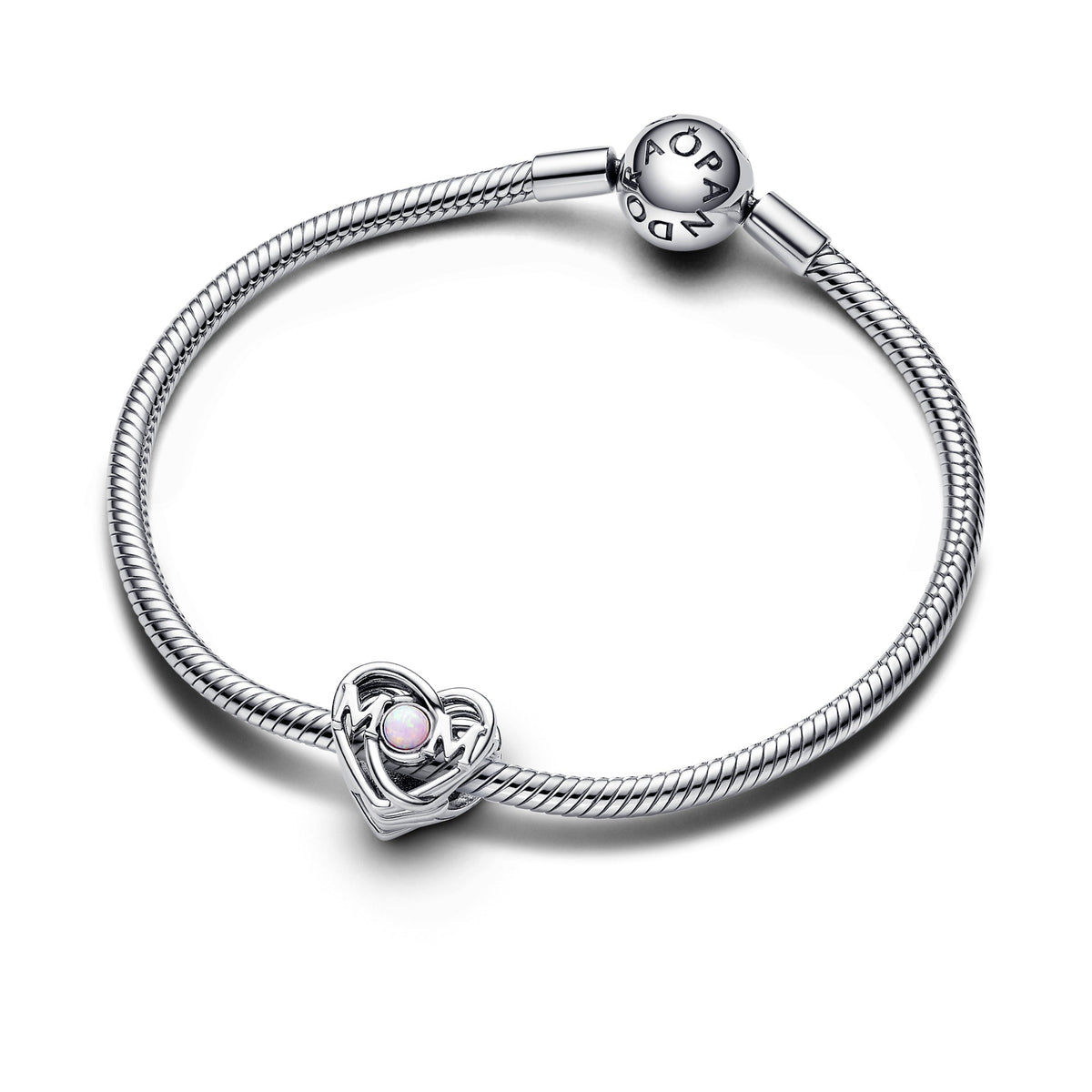 Charm – Sterling Silver – Openwork Mom & Heart