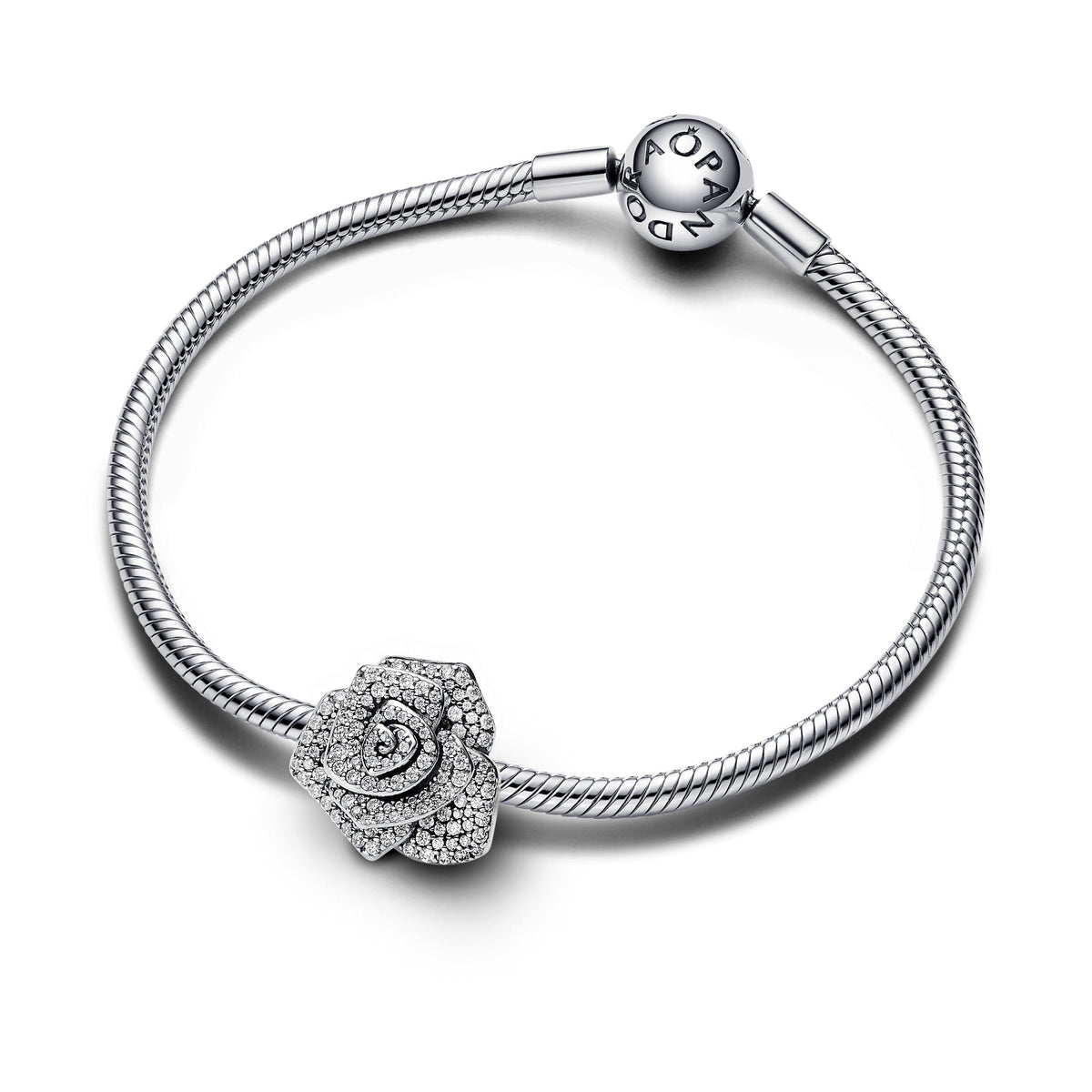 Charm – Sterling Silver – Sparkling Rose in Bloom Oversized