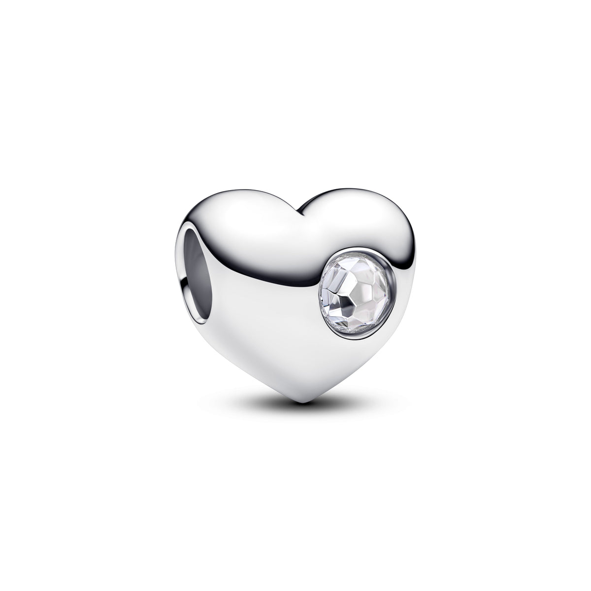 Charm – Sterling Silver – Engravable Clear Stone Heart
