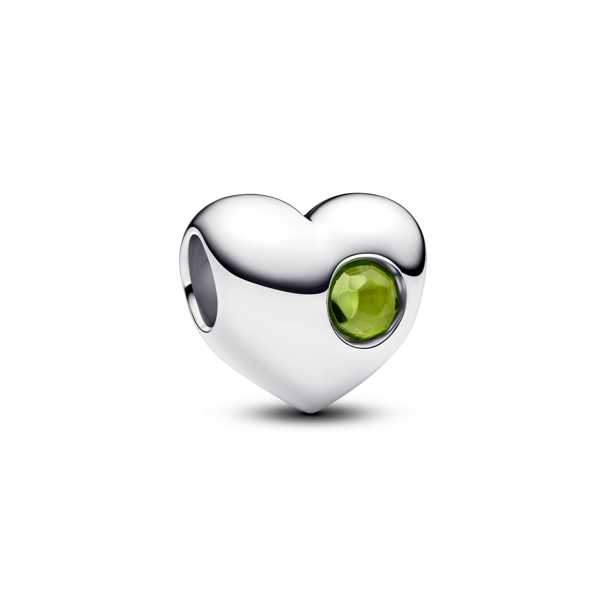 Charm – Sterling Silver – Engravable Spring Green Stone Heart