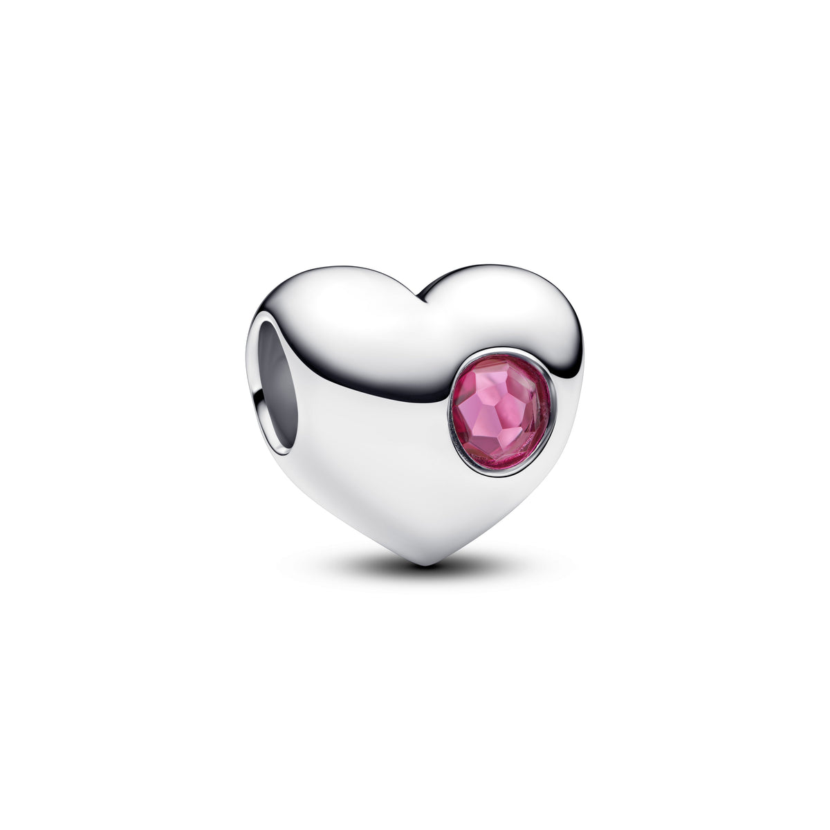 Charm – Sterling Silver – Engravable Pink Stone Heart