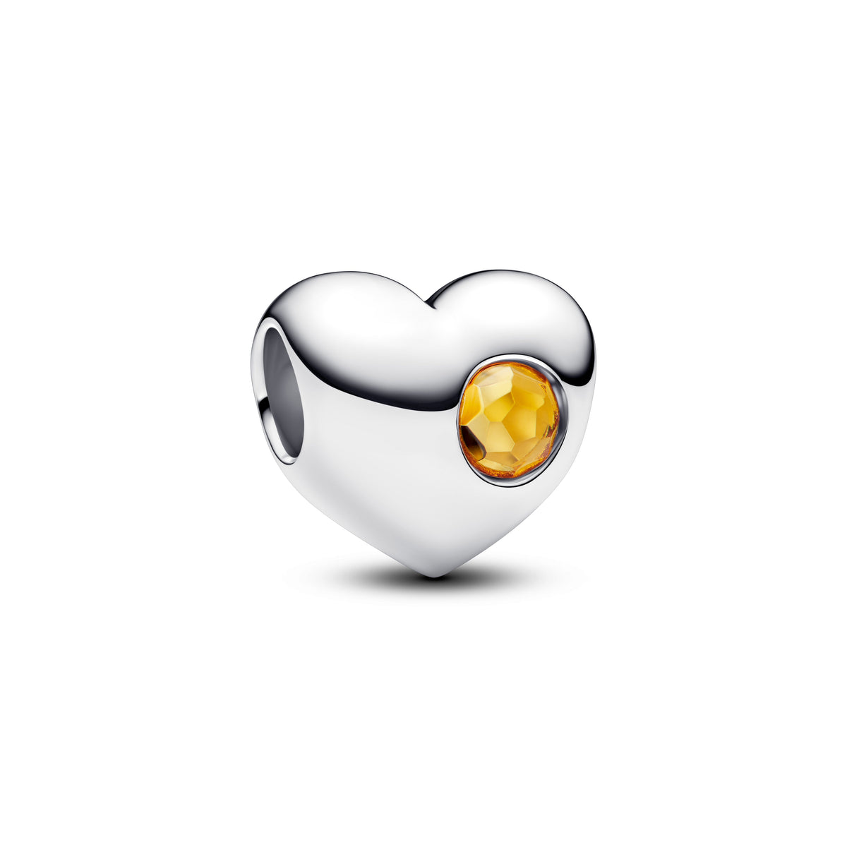 Charm – Sterling Silver – Engravable Honey Stone Heart