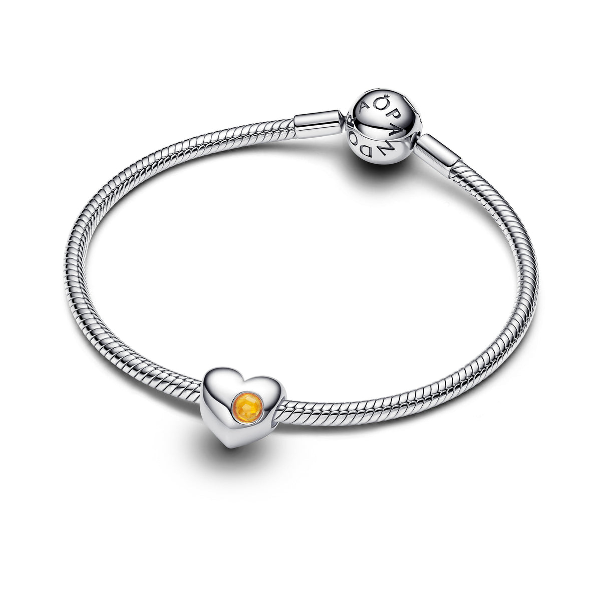 Charm – Sterling Silver – Engravable Honey Stone Heart