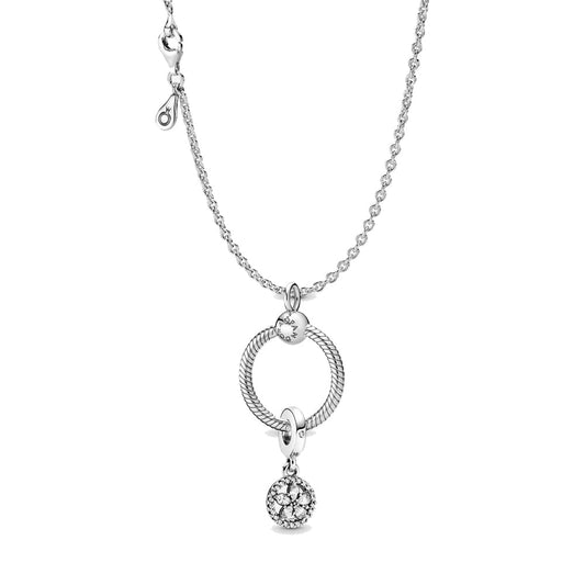 Pendant – Sterling Silver – Sparkling Snowflake with O Necklace Gift Set