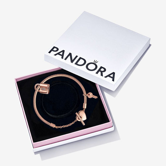 Bracelet – 14k Rose Gold-Plated – 14k Rose gold-plated and Lock Gift Set