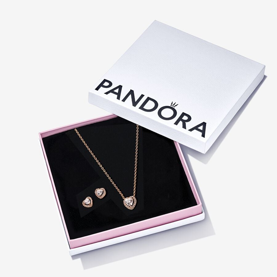 Necklace – 14k Gold-Plated – Gold Heart and Earrings Gift Set