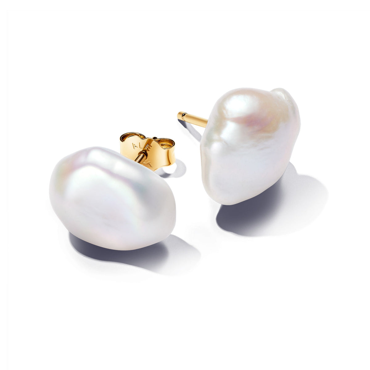 Stud Earrings – 14k Gold-Plated – Baroque Treated Freshwater Cultured Pearl