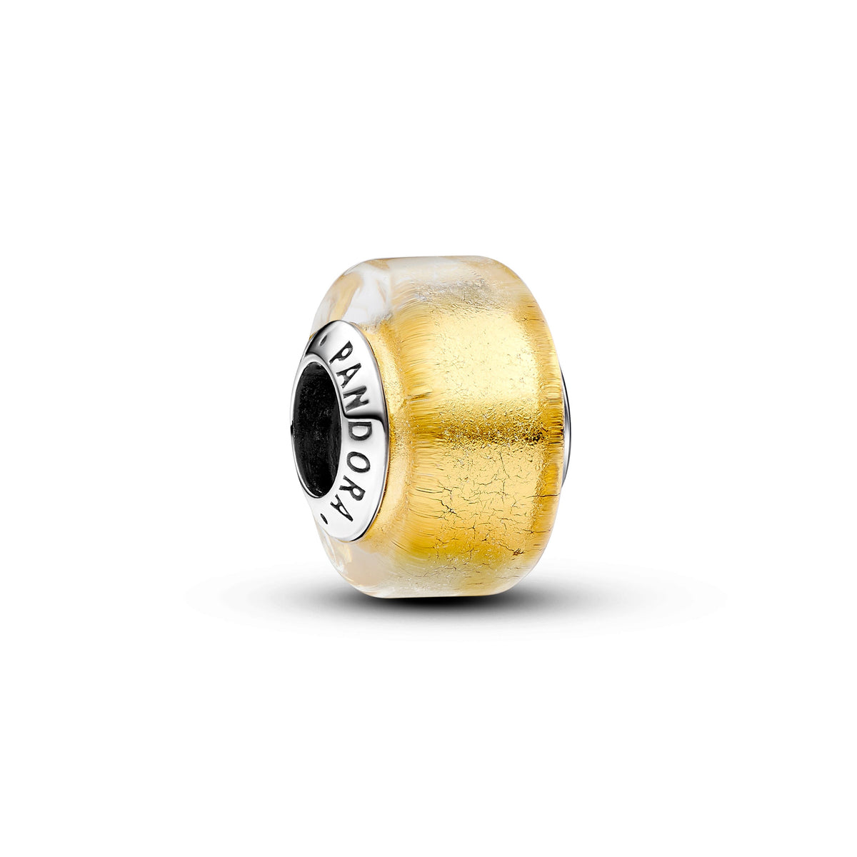 Charm – Sterling Silver – Golden Mini Murano Glass