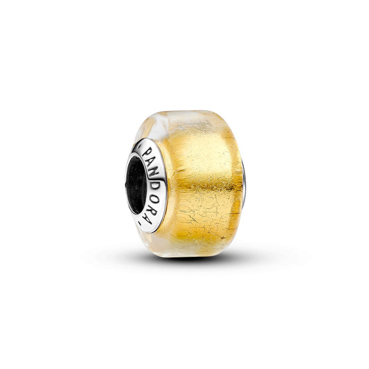 Charm – Sterling Silver – Golden Mini Murano Glass