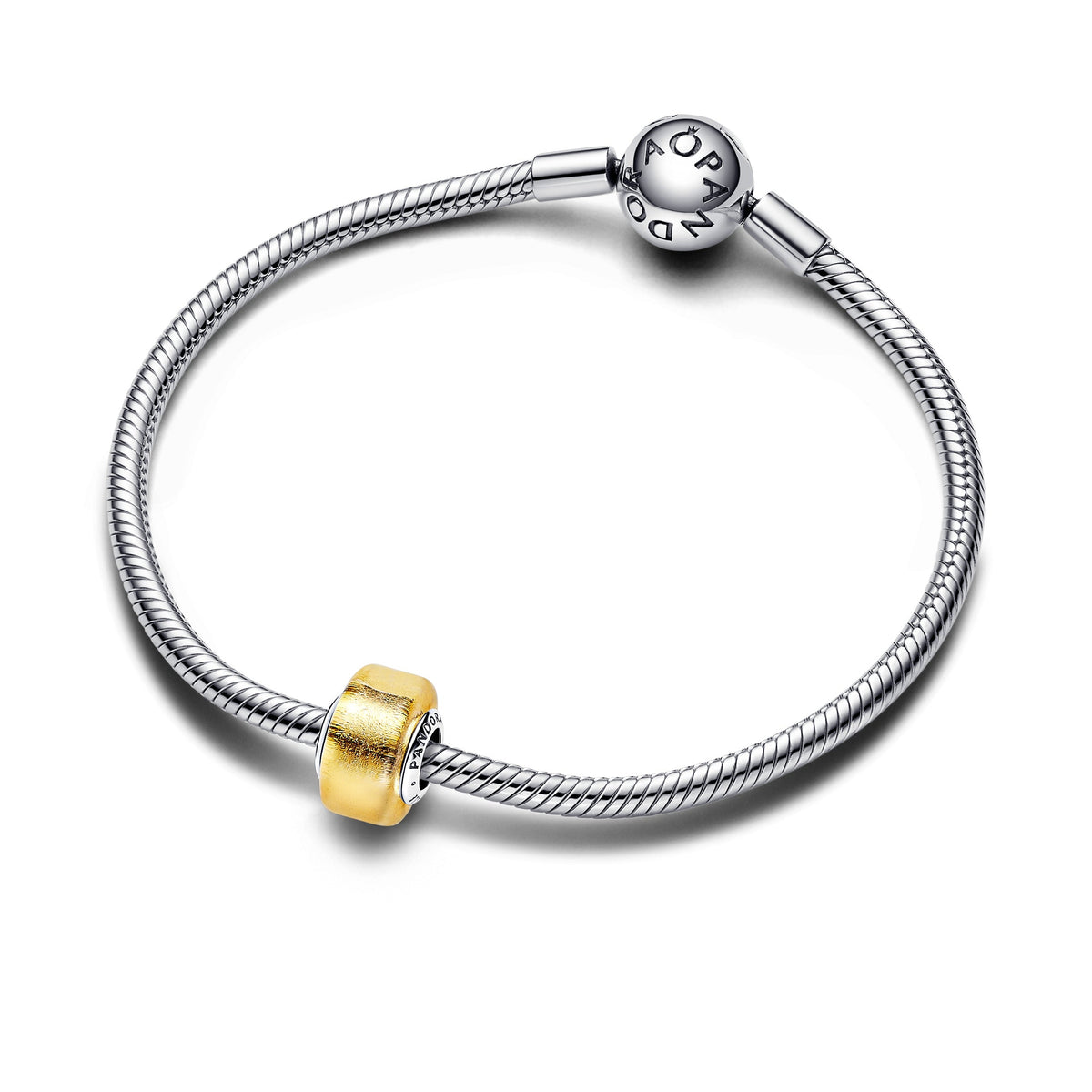 Charm – Sterling Silver – Golden Mini Murano Glass