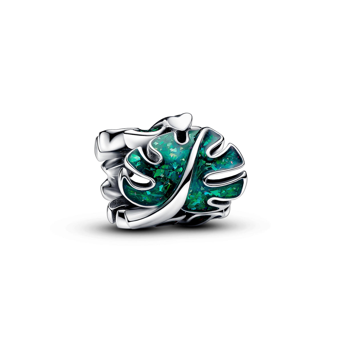 Charm – Sterling Silver – Green Monstera Leaves