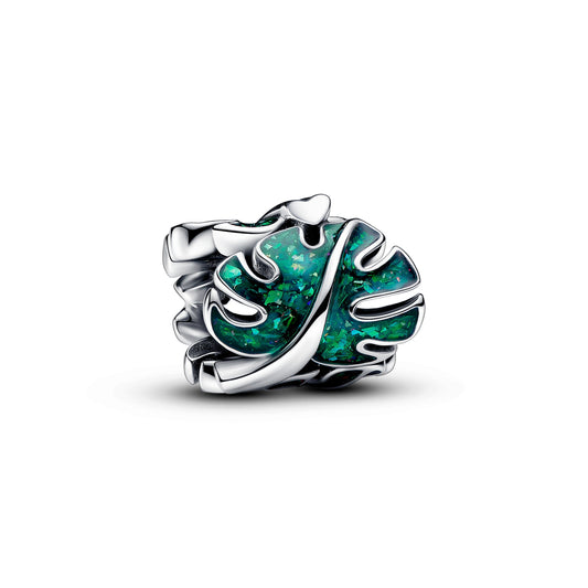 Charm – Sterling Silver – Green Monstera Leaves