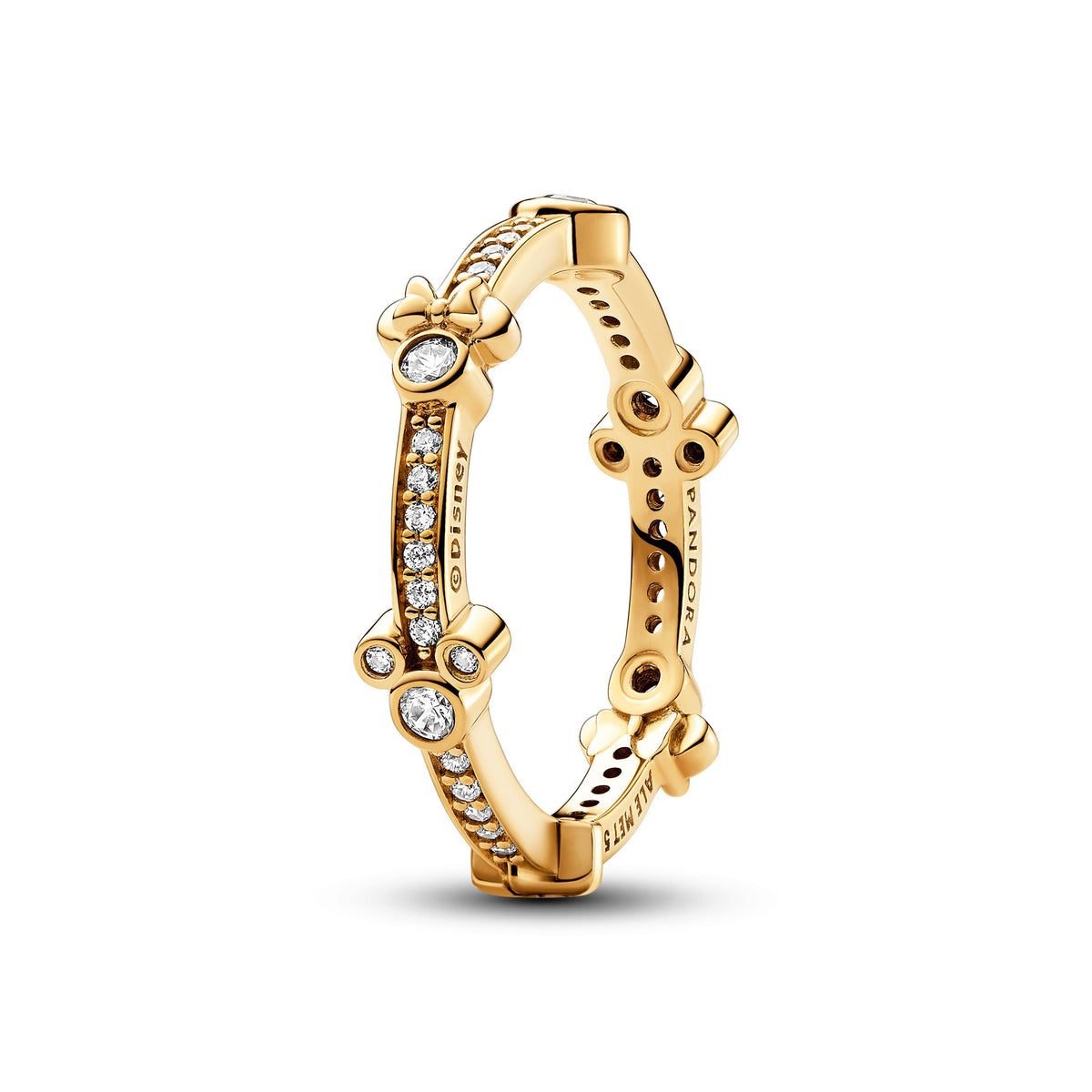 Ring – 14k Gold-Plated – Disney Mickey Mouse & Minnie Mouse Sparkling Eternity