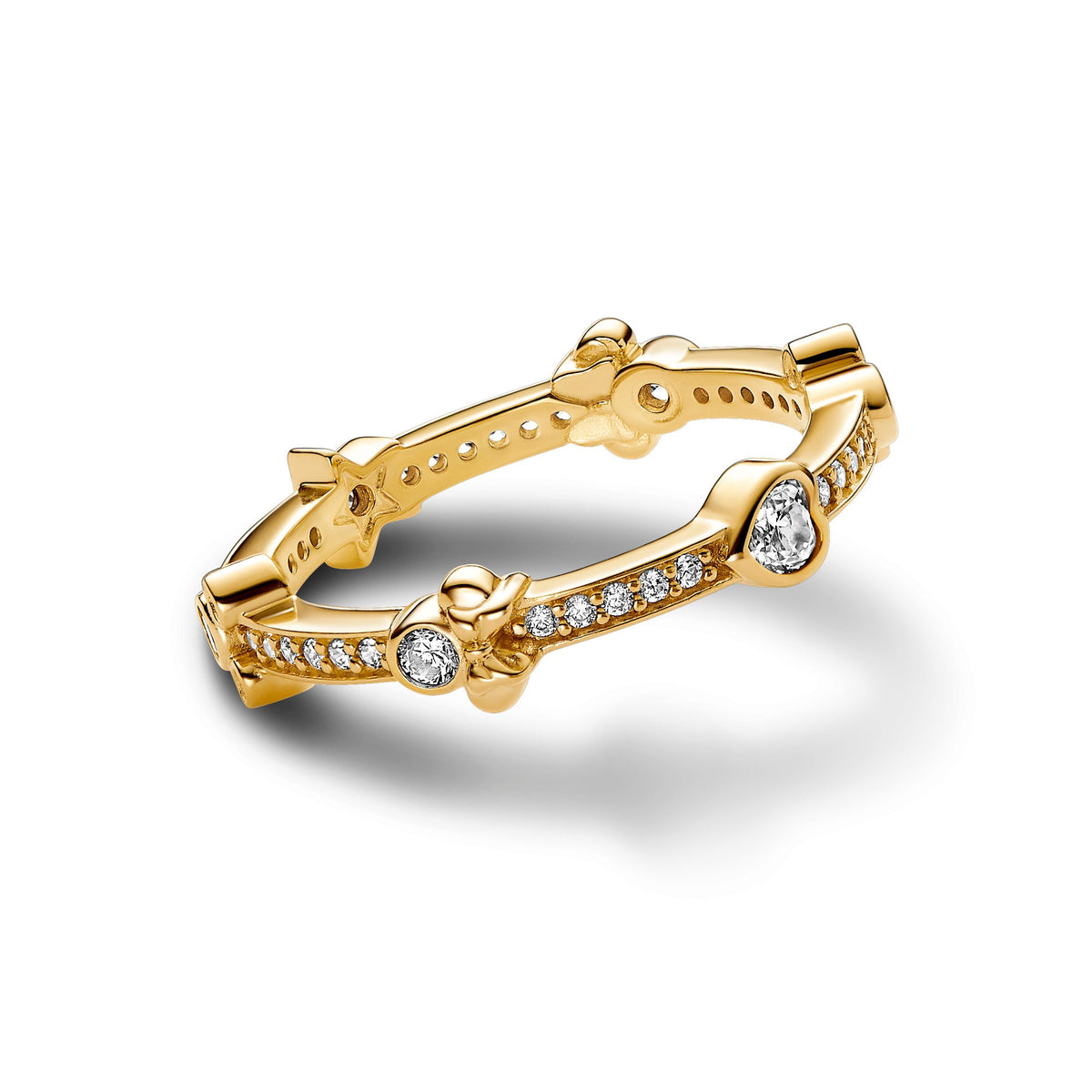 Ring – 14k Gold-Plated – Disney Mickey Mouse & Minnie Mouse Sparkling Eternity