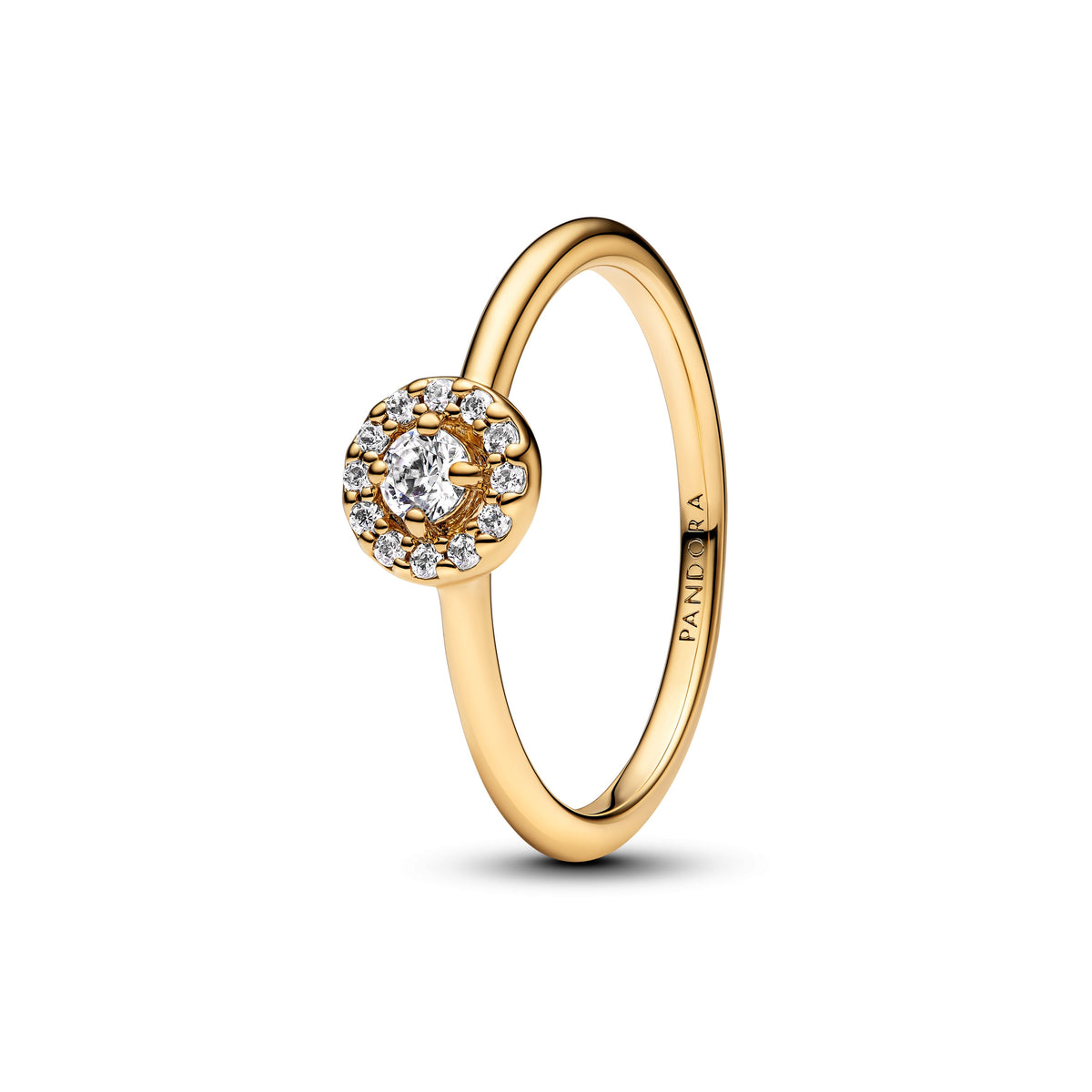 Ring – 14k Gold-Plated – Round Pave Halo