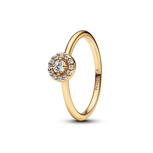 Ring – 14k Gold-Plated – Round Pave Halo