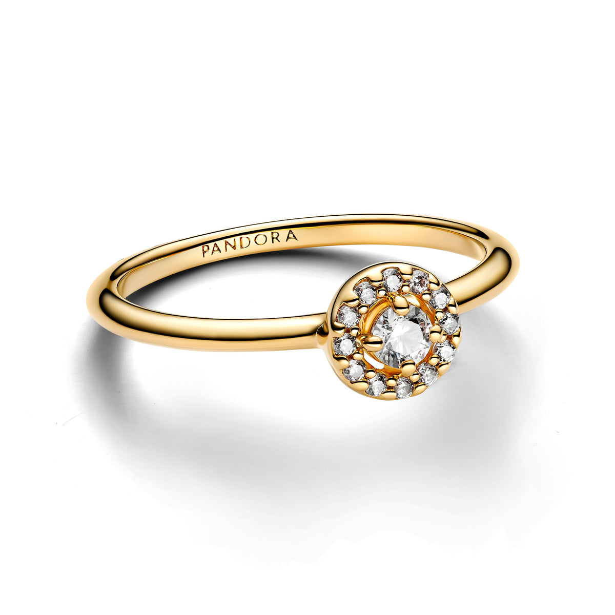 Ring – 14k Gold-Plated – Round Pave Halo
