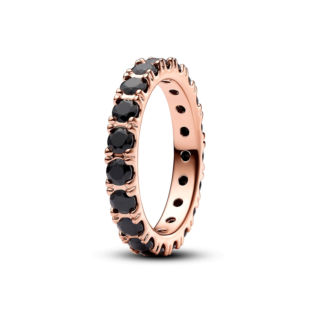 Ring – 14k Rose Gold-Plated – Black Sparkling Row Eternity