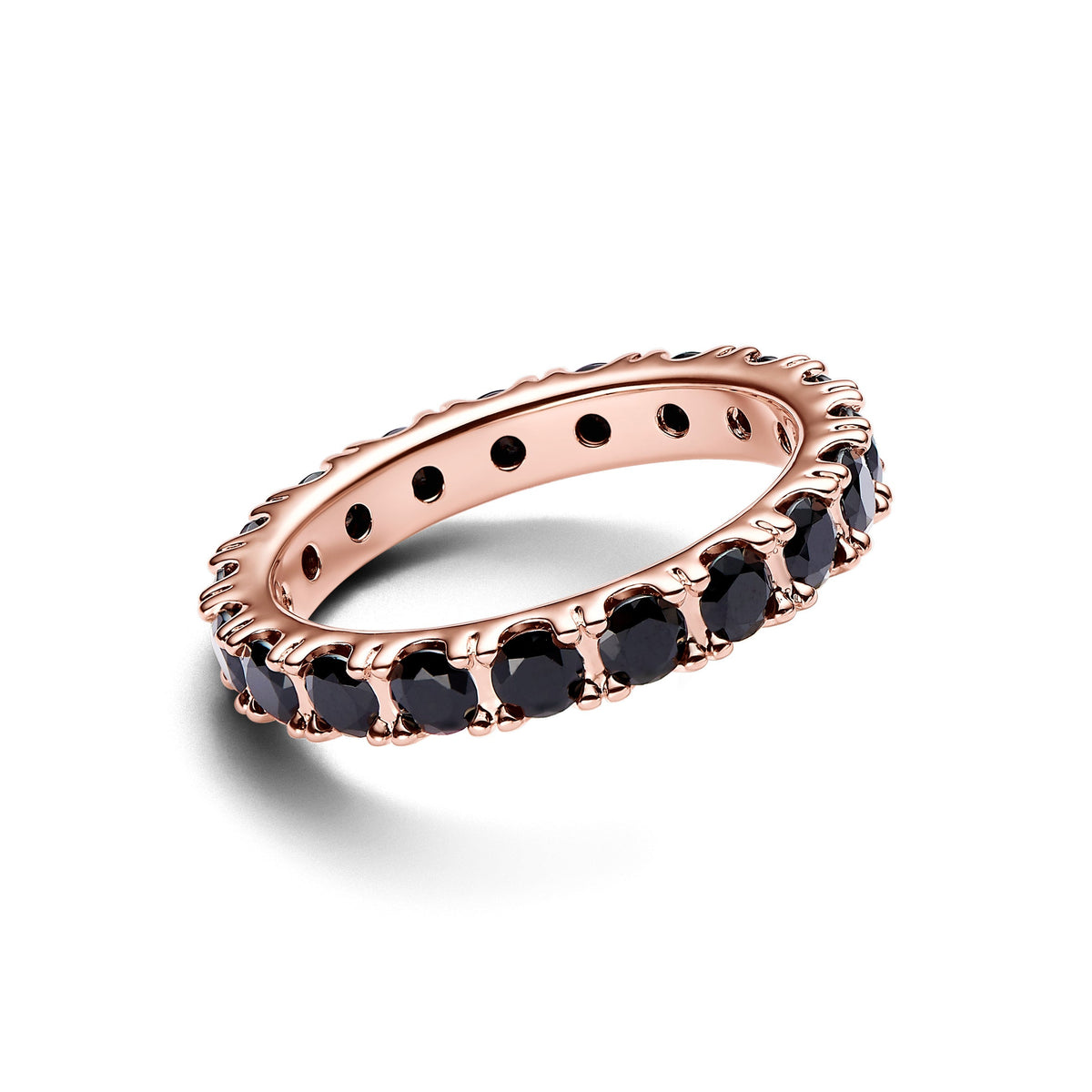 Ring – 14k Rose Gold-Plated – Black Sparkling Row Eternity