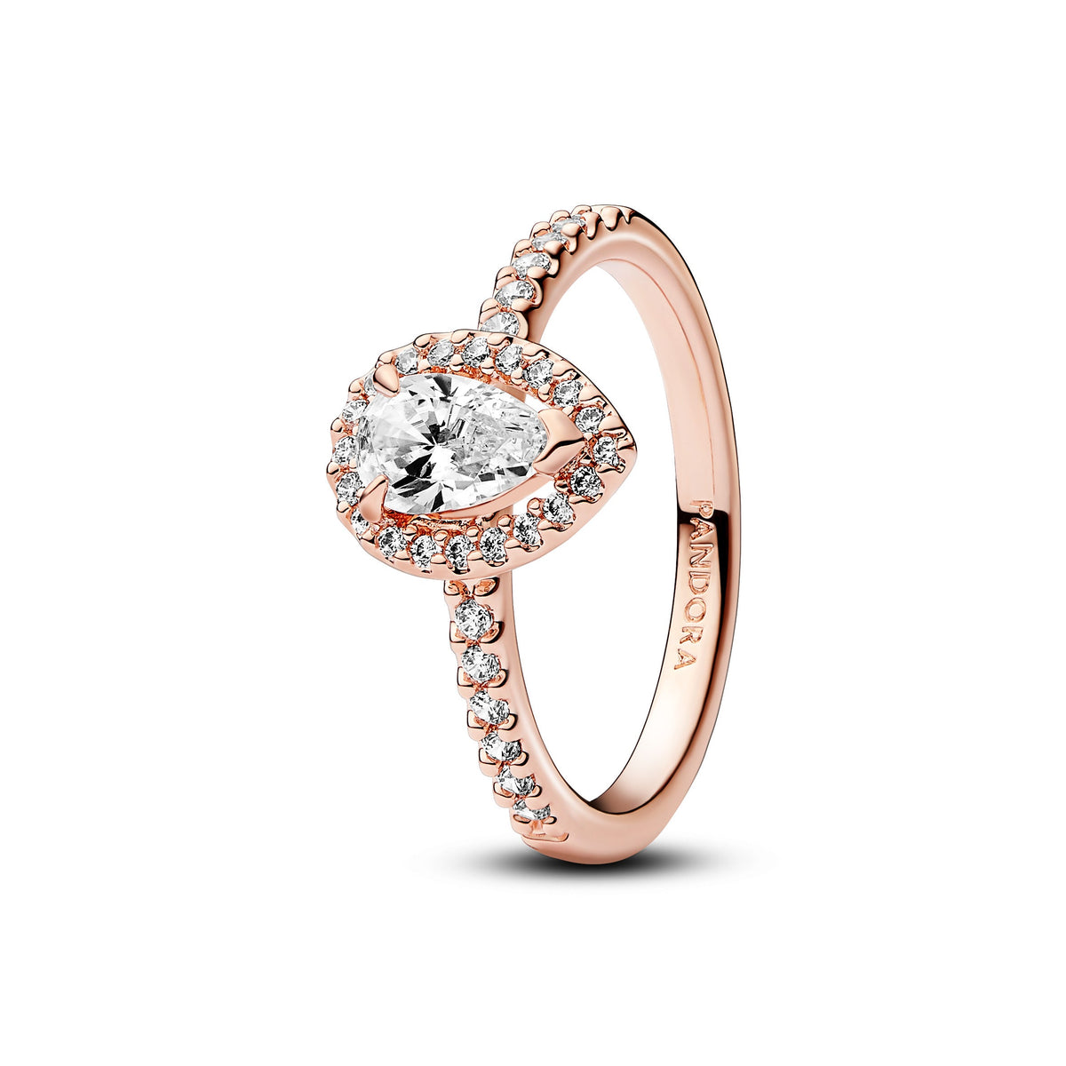 Ring – 14k Rose Gold-Plated – Sparkling Pear Halo