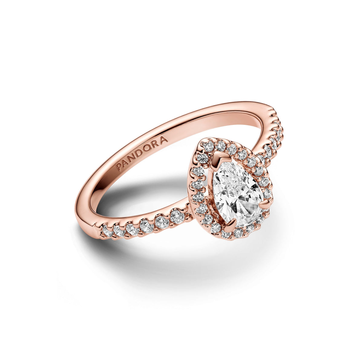 Ring – 14k Rose Gold-Plated – Sparkling Pear Halo