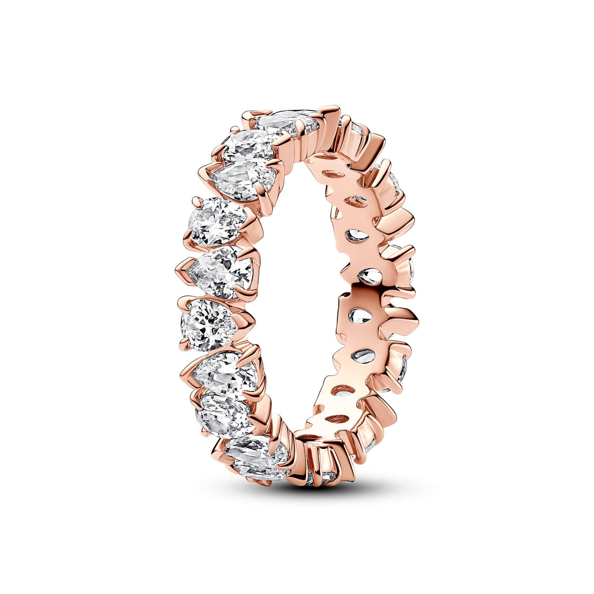 Ring – 14k Rose Gold-Plated – Alternating Sparkling Band