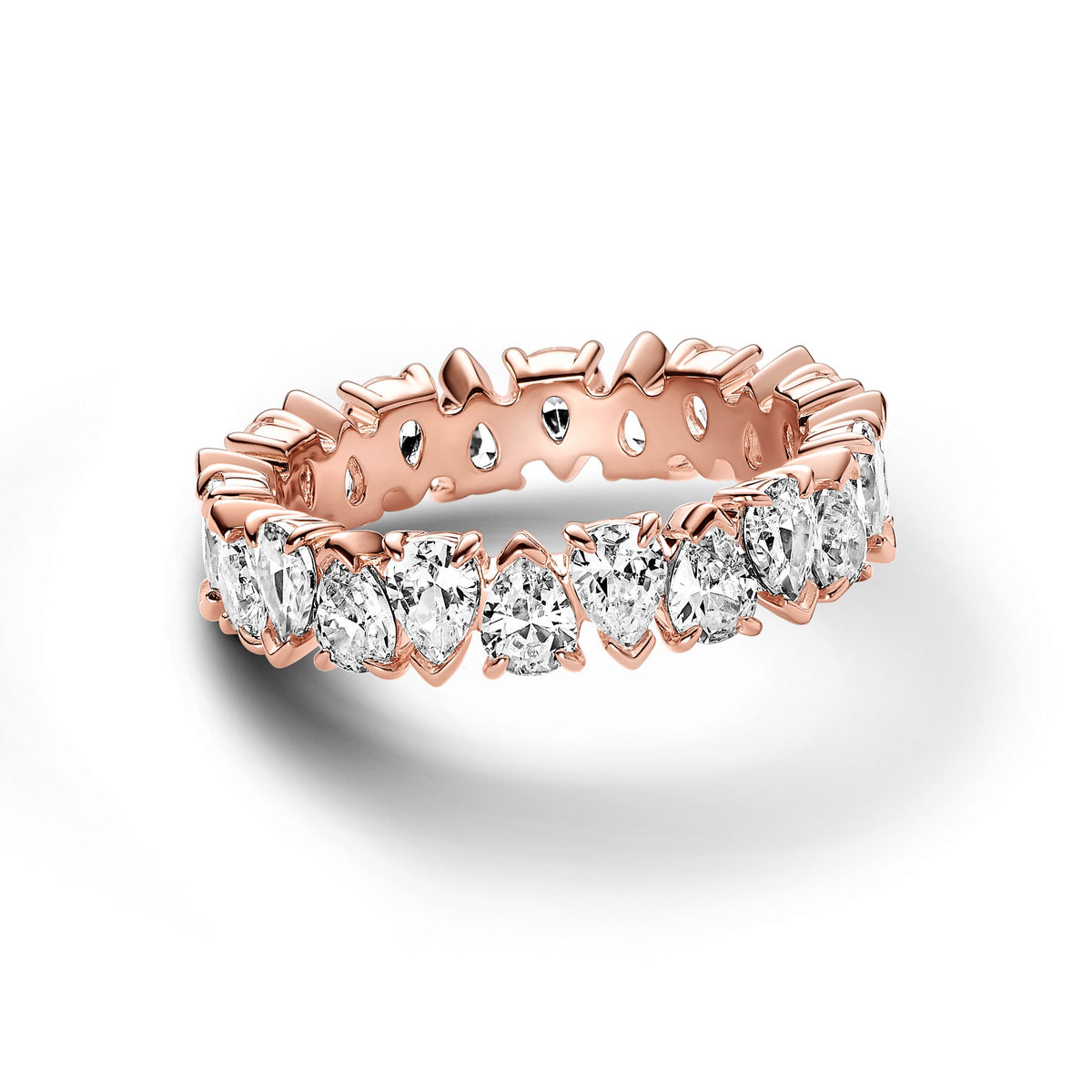 Ring – 14k Rose Gold-Plated – Alternating Sparkling Band
