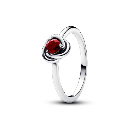 Ring – Sterling Silver – Red Eternity Circle