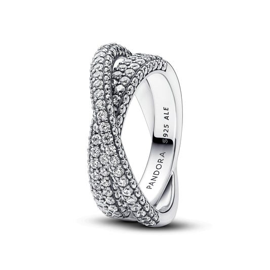 Ring – Sterling Silver – Pandora Timeless Pavé Crossover Dual Band