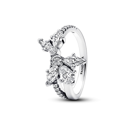 Ring – Sterling Silver – Sparkling Asymmetrical Herbarium Cluster