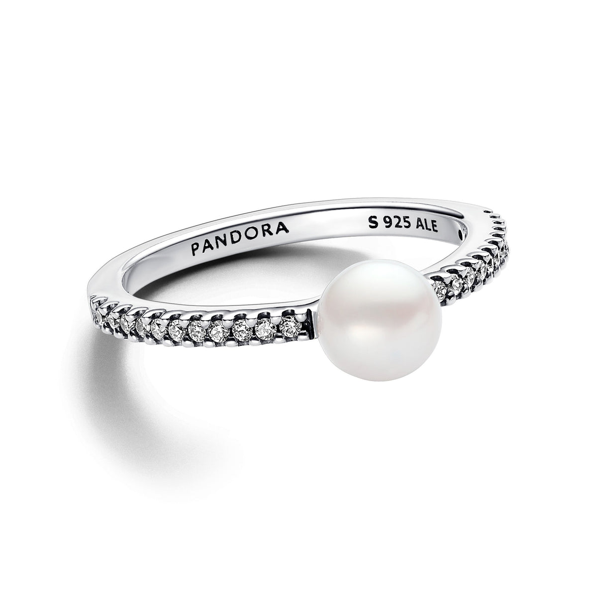 Ring – Sterling Silver – Treated Freshwater Cultured Pearl & Pavé