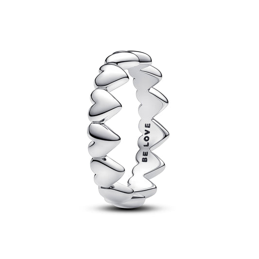Ring – Sterling Silver – Row of Hearts
