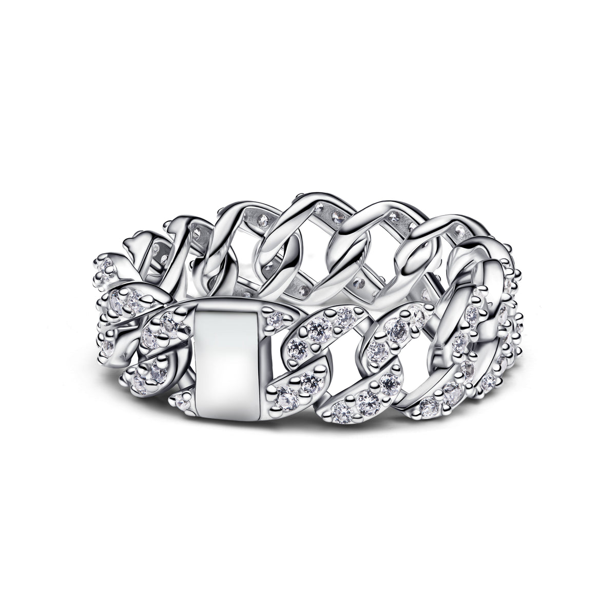 Ring – Sterling Silver – Pavé Cuban Chain