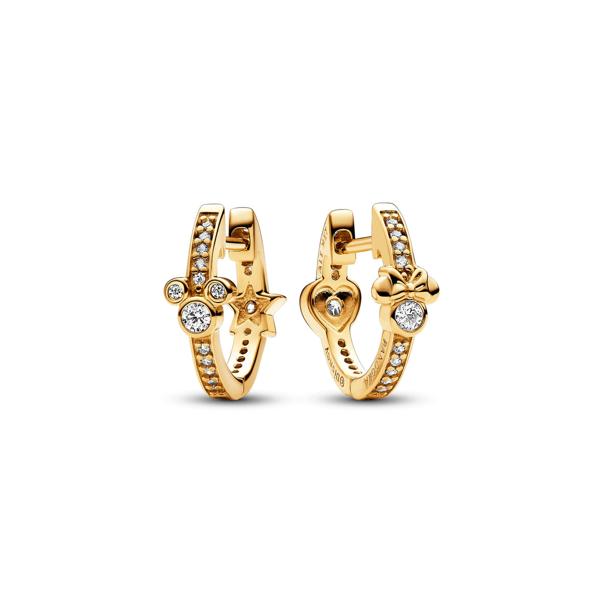 Hoop Earrings – 14k Gold-Plated – Disney Mickey Mouse & Minnie Mouse Sparkling