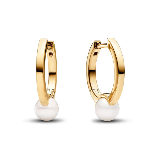 Hoop Earrings – 14k Gold-Plated – Treated Freshwater Cultured Pearl