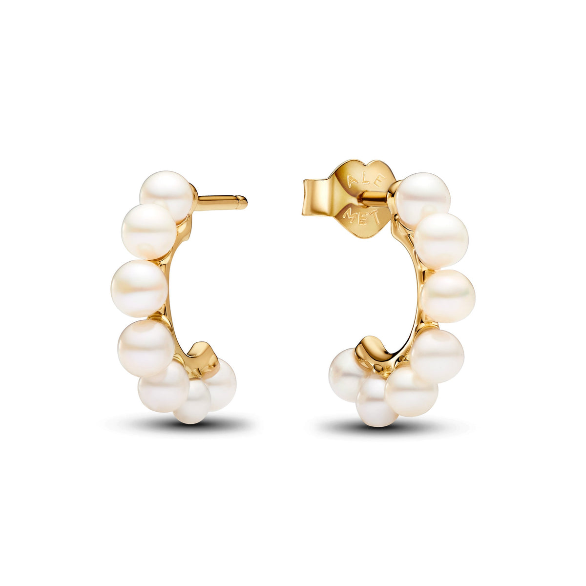 Hoop Earrings – 14k Gold-Plated – Treated Freshwater Cultured Pearls Open