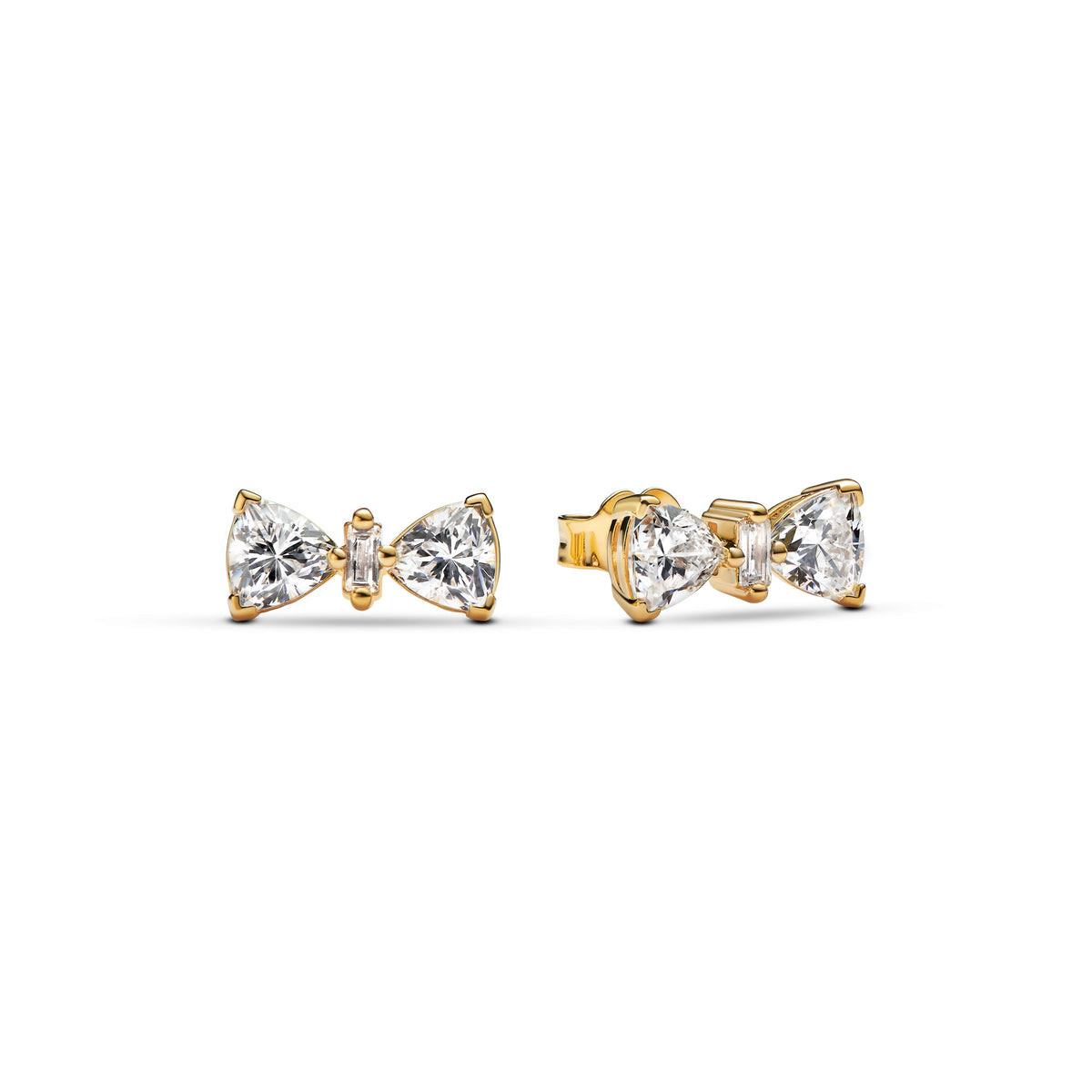 Stud Earrings – 14k Gold-Plated – Sparkling Bow