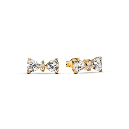 Stud Earrings – 14k Gold-Plated – Sparkling Bow