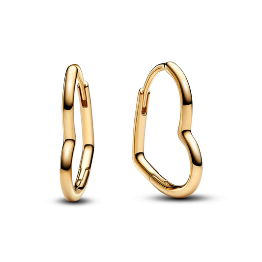 Hoop Earrings – 14k Gold-Plated – Asymmetrical Heart