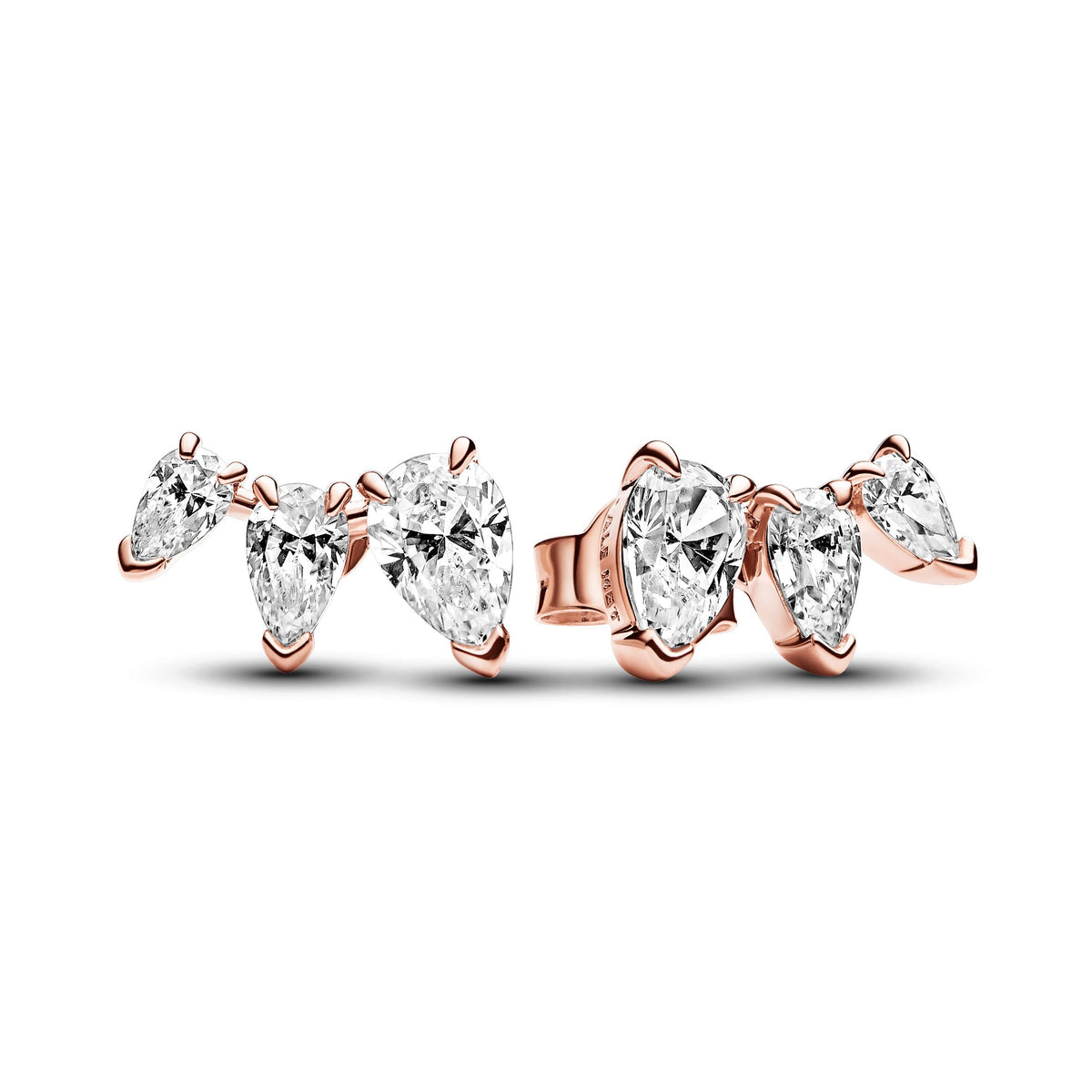 Stud Earrings – 14k Rose Gold-Plated – Sparkling Pear