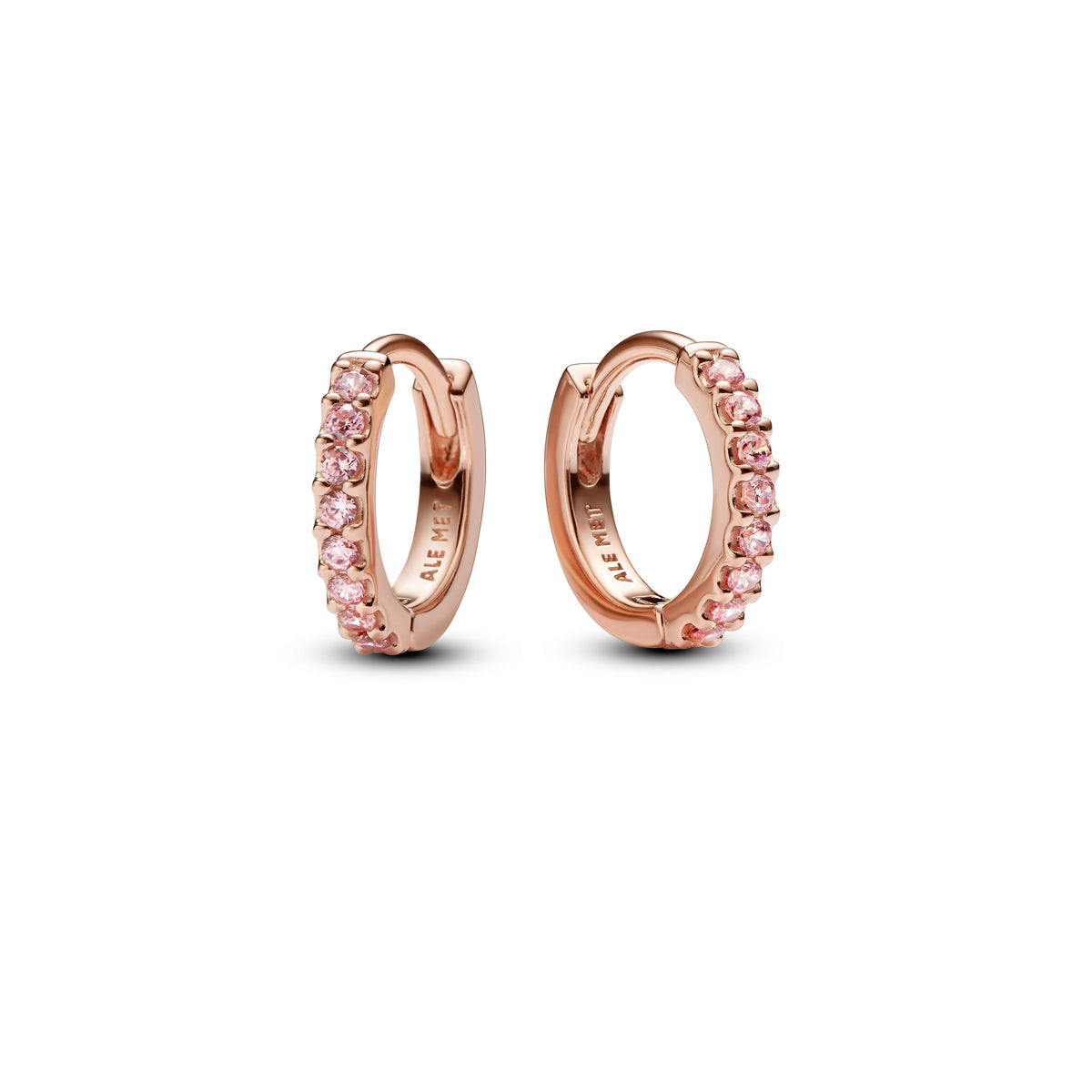 Hoop Earrings – 14k Rose Gold-Plated – Sparkling Pink Huggie