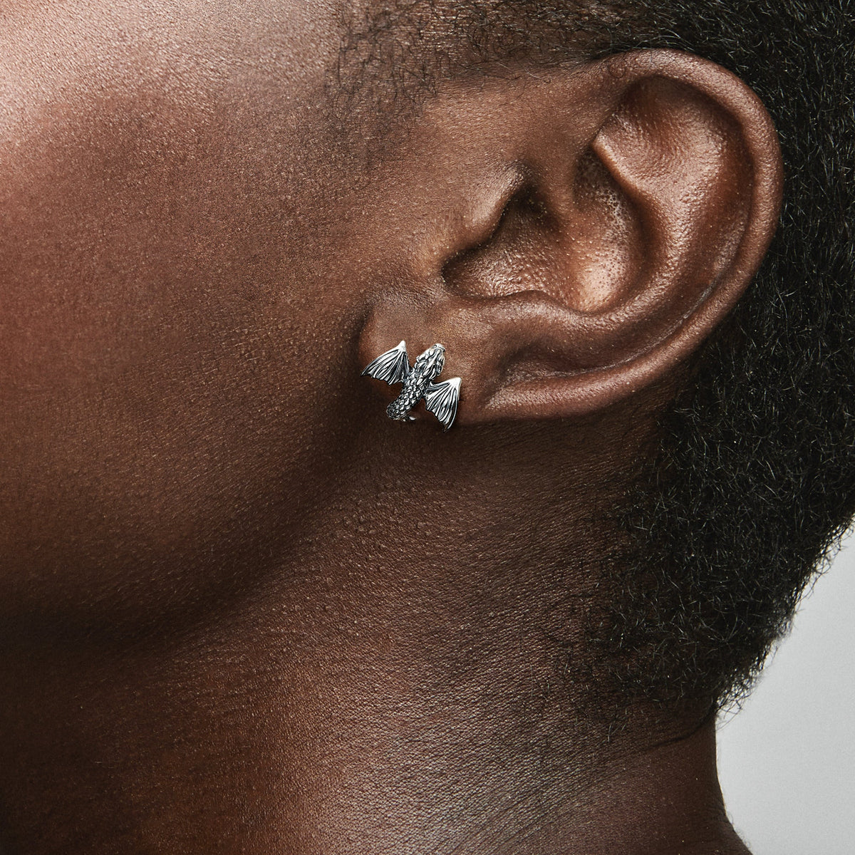 Stud Earrings – Sterling Silver – Game of Thrones Curved Dragon
