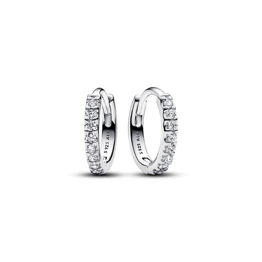 Hoop Earrings – Sterling Silver – Sparkling Huggie in Sterling Silver